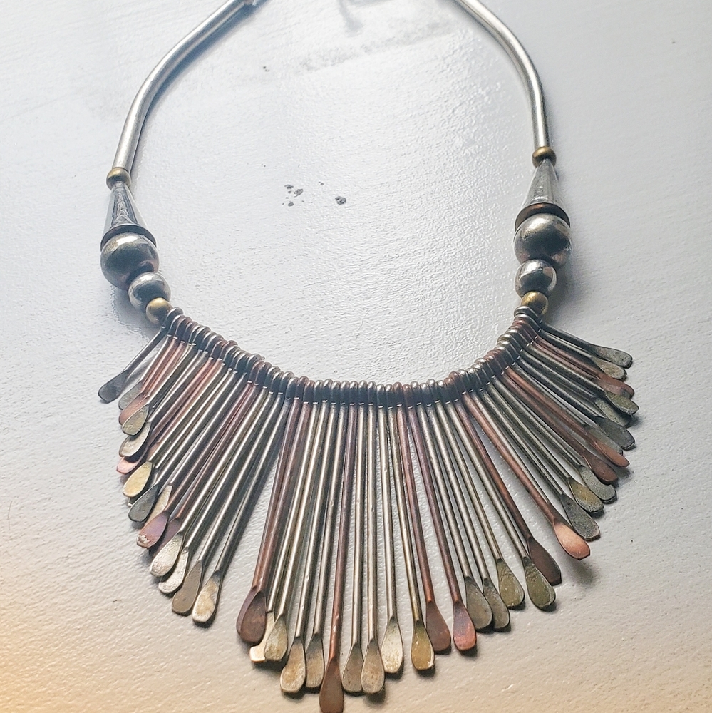 1970s Vintage mixed metal statement necklace